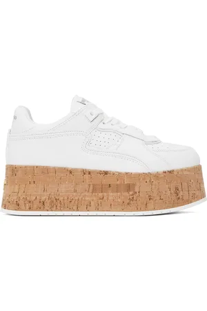 VALENTINO GARAVANI White Freedots XL Calfskin & Cork Sneakers