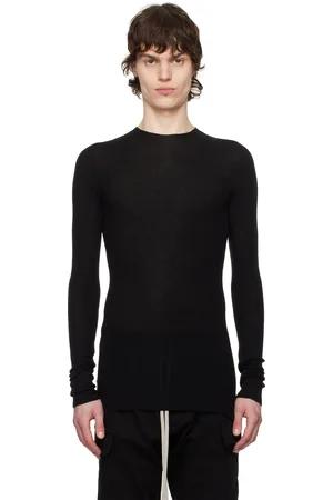 Rick Owens Black Hollywood Ribbed Round Neck Sweater