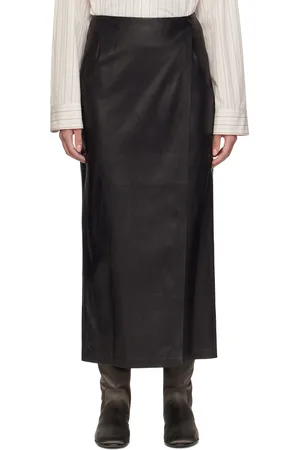 The Row Black Bert Leather Maxi Skirt