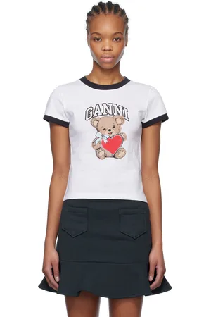 Ganni White Basic Jersey Bear T-shirt