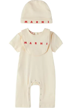 Marni Baby Off-White Printed-Logo Jumpsuit Set