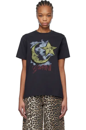 Ganni Black Basic Jersey Moonlight Relaxed T-shirt