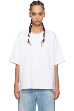 Ganni White Heavy Cotton Drop Shoulder Open Back T-shirt
