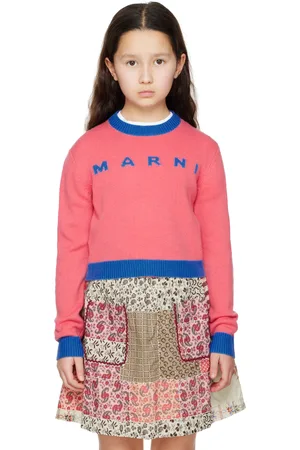 Marni Kids Orange Colorblock Wool & Cashmere Sweater
