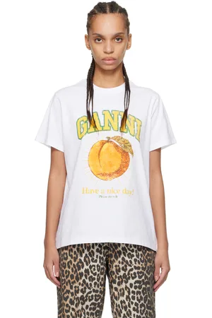 Ganni White Relaxed Peach T-shirt