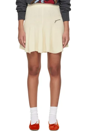 Ganni Off-White Cashmere Mix Miniskirt