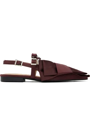 Ganni Burgundy Big Bow Slingback Flats