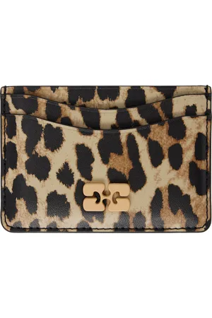 Ganni Beige Leopard Printed Bou Card Holder