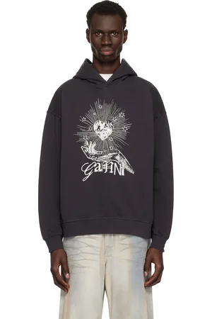 Ganni Black Isoli Heart Oversized Hoodie