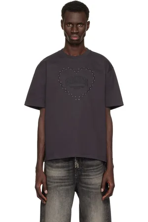 Ganni Black Heavy Cotton Drop Shoulder Heart T-shirt