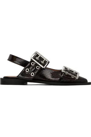 Ganni Burgundy Snake Feminine Buckle Flats