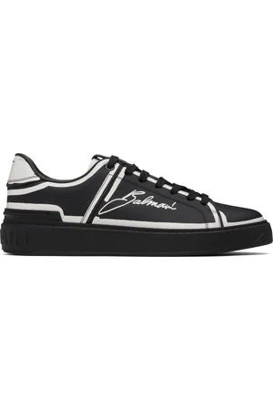 Balmain Black B-Court Printed Calfskin Sneakers