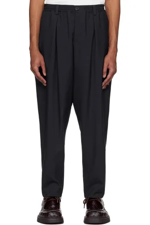 Marni Navy Tropical Wool Drawstring Trousers