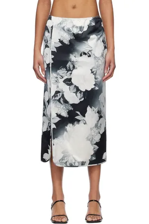 MERYLL ROGGE Black & White Slip Midi Skirt