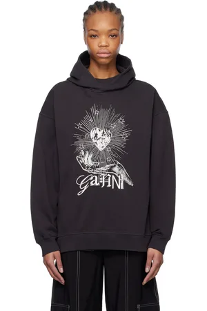 Ganni Black Isoli Heart Oversized Hoodie