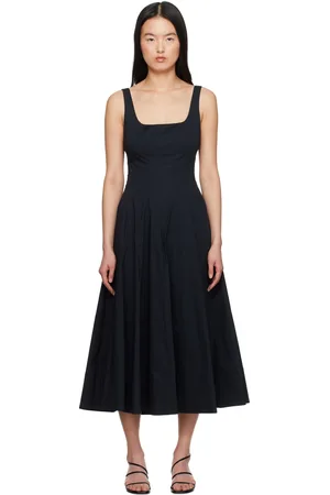 Staud Black Wells Midi Dress