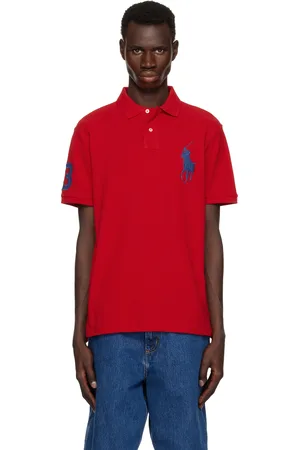 Ralph Lauren Red Custom Slim Fit Big Pony Mesh Polo
