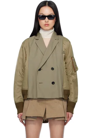 SACAI Khaki Suiting & Nylon Twill Bomber Jacket