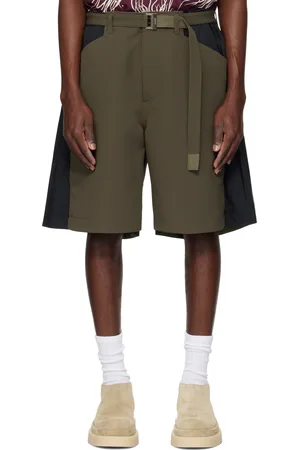 SACAI Khaki Matelasse Twill Mix Shorts
