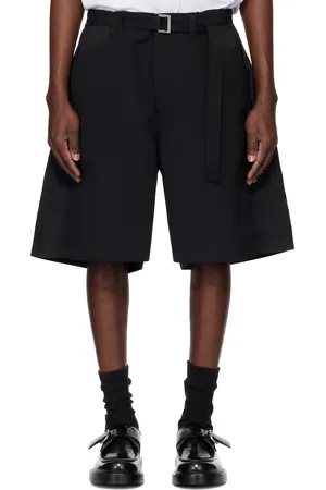 SACAI Black Matelasse Twill Mix Shorts