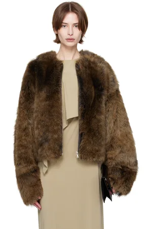 Nour Hammour Brown Dianne Cropped Shearling Jacket