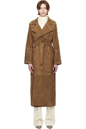 Nour Hammour Brown Althea Belted Suede Coat