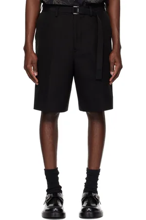 SACAI Black Double-Faced Silk Cotton Shorts
