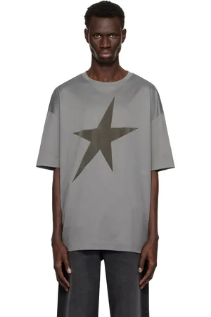 MUGLER Gray Velvet Star T-shirt
