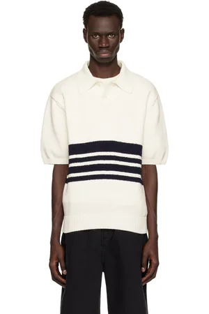 Palmes White & Black Panel Knit Polo