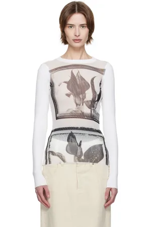 Jean Paul Gaultier White Flowers Cadres T-shirt