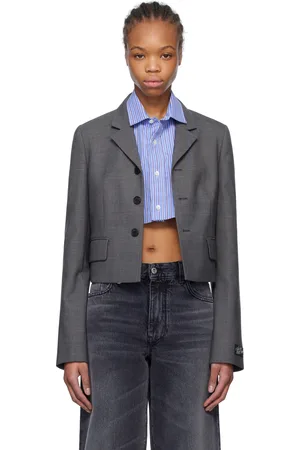 We11 Done Gray Single-Breasted Crop Blazer