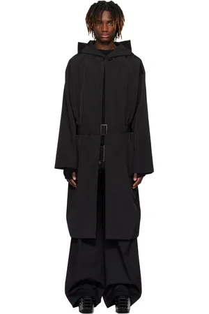 Rick Owens Black Hollywood Hooded Robe Coat