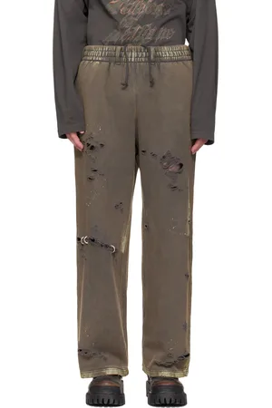We11 Done Gray Pierced Sweatpants