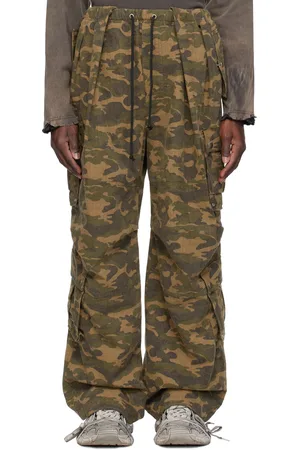 We11 Done Brown Wide Leg Tucked Cargo Pants