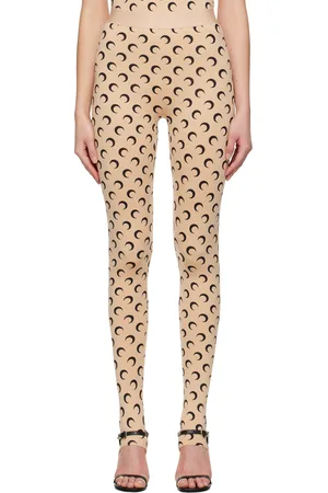 Marine Serre Beige Recycled Moon Jersey Stirrup Leggings