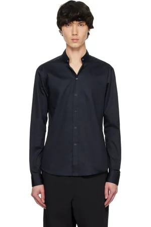 WOOYOUNGMI Navy Band Collar Shirt