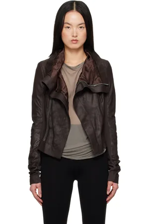 Rick Owens Brown Hollywood Naska Leather Biker Jacket