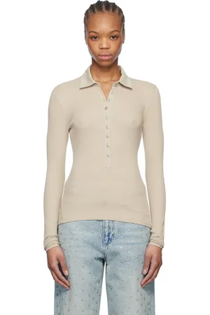 RAG&BONE Taupe Essential Rib Button Polo