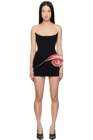 MAGDA BUTRYM & Pink Contrast Floral Appliqué Bustier Minidress