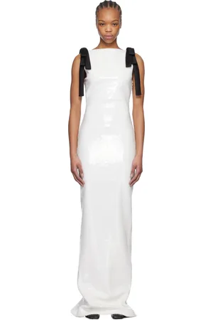 Monot White Bows Sequins Maxi Dress