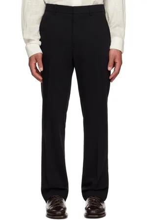 Ami Black Wool Straight Fit Trousers