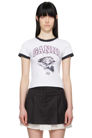 Ganni White Basic Jersey Witch Small T-shirt
