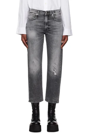 R13 Gray Straight-Leg Boyfriend Jeans