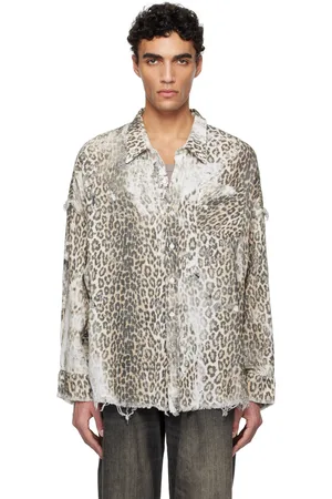 R13 Brown Shredded Seam Drop Neck Shirt