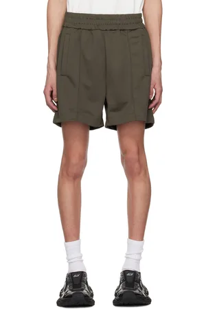 Palm Angels Gray Curved Logo Shorts