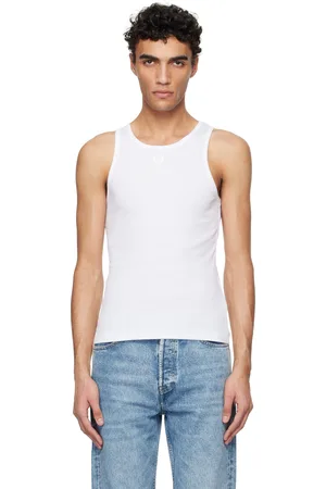 Ganni White Soft Cotton Rib Tank Top