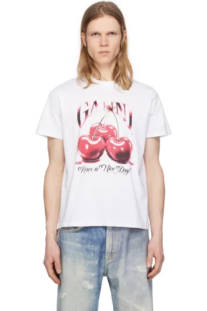 Ganni White Basic Jersey Cherry Relaxed T-shirt