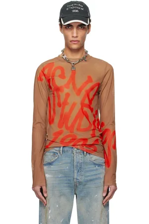 Acne Studios Taupe Sprayed Logo Long Sleeve T-shirt