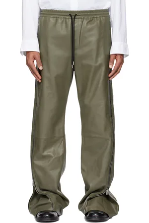 Acne Studios Green Zip Leather Pants