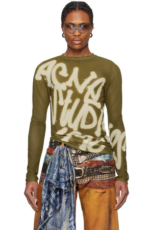 Acne Studios Green Sprayed Logo Long Sleeve T-shirt